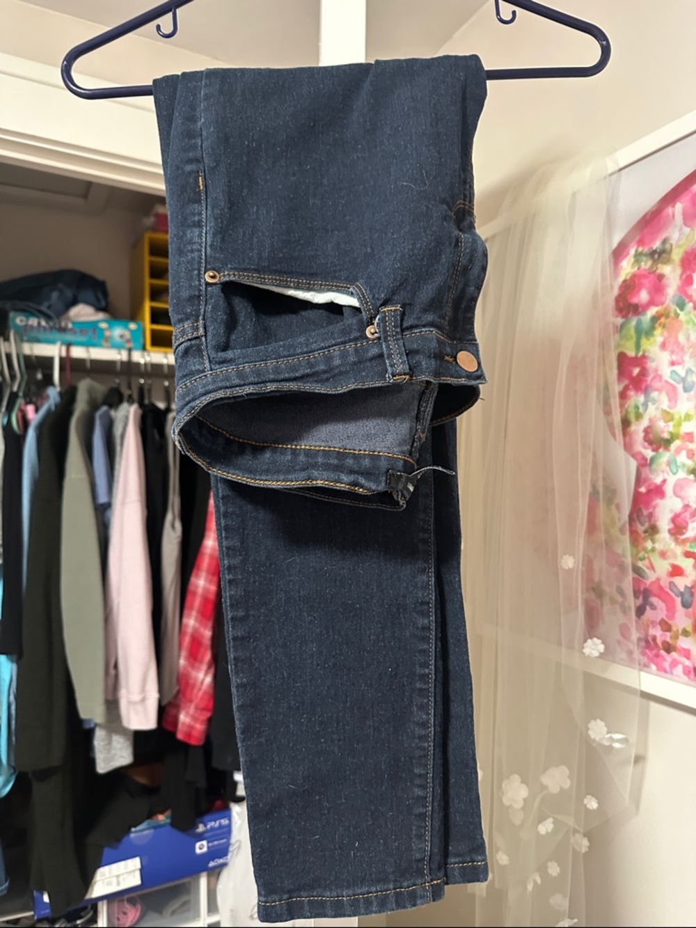 H&M Women's Skinny Jeans in Dark Blue Denim